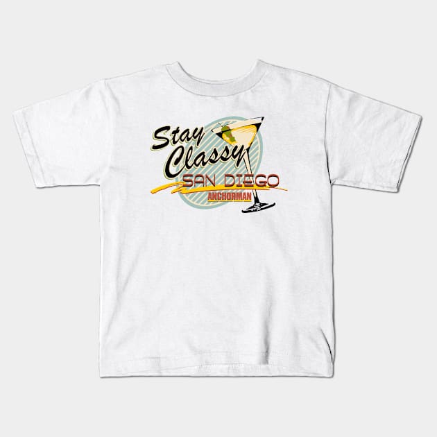 Anchorman Stay Classy San Diego Martini Glass Kids T-Shirt by Story At Dawn 